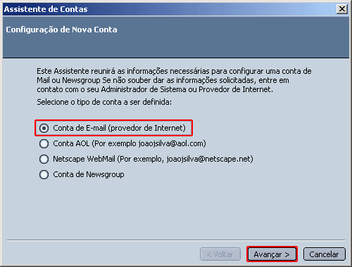 Configurao de email no Netscape